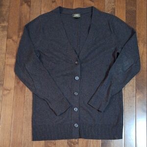 Eddie Bauer Gray Knit Cardigan Sweater V-Neck